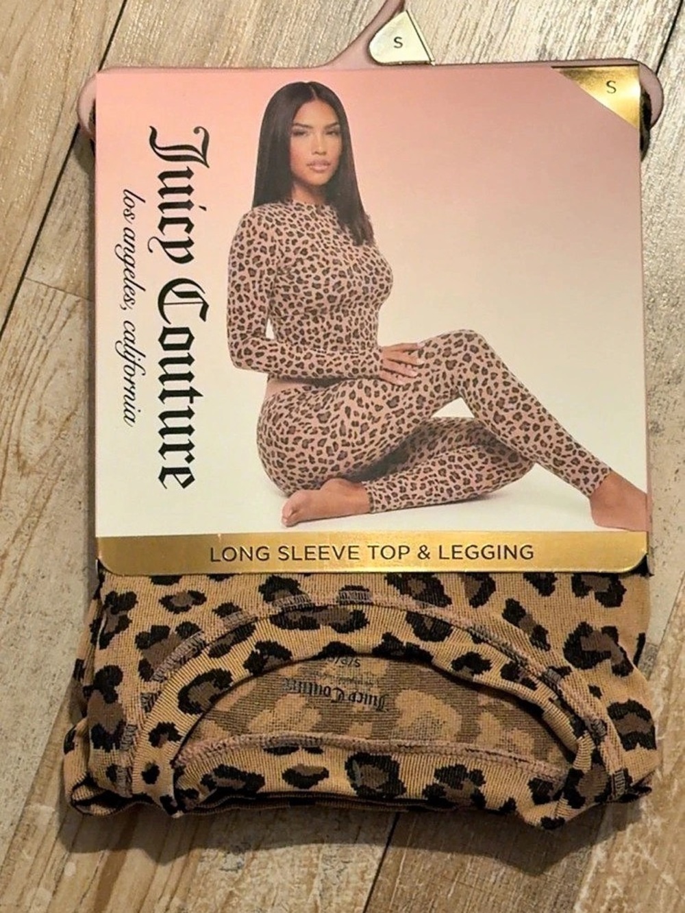 Juicy Couture Long Sleeve Top & Legging Set Leopard Brown & Pink Small